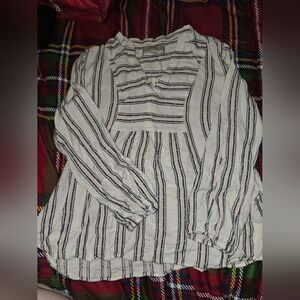 Loft Striped Long Sleeve Blouse, Medium